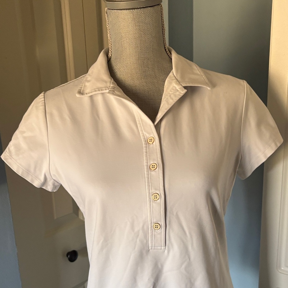J. McLAUGHLIN White Short-Sleeve Button-Front Polo Shirt Size M Medium
